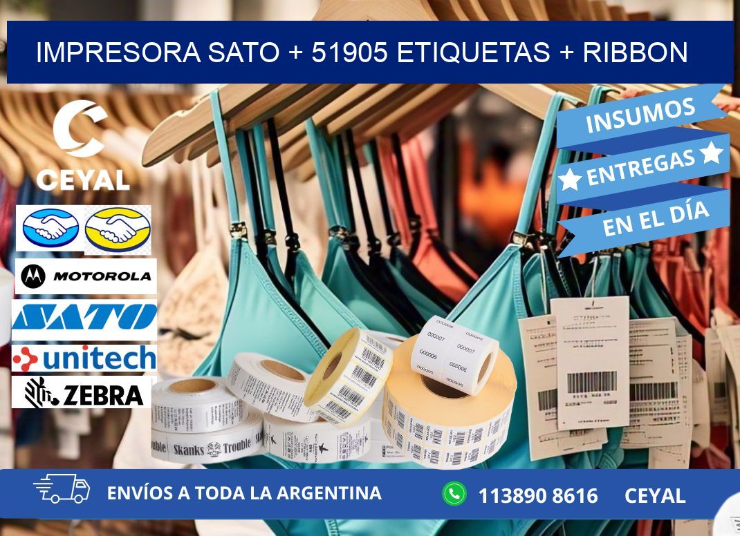 impresora SATO + 51905 etiquetas + ribbon