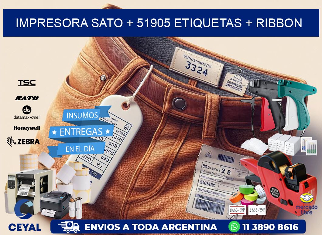 impresora SATO + 51905 etiquetas + ribbon