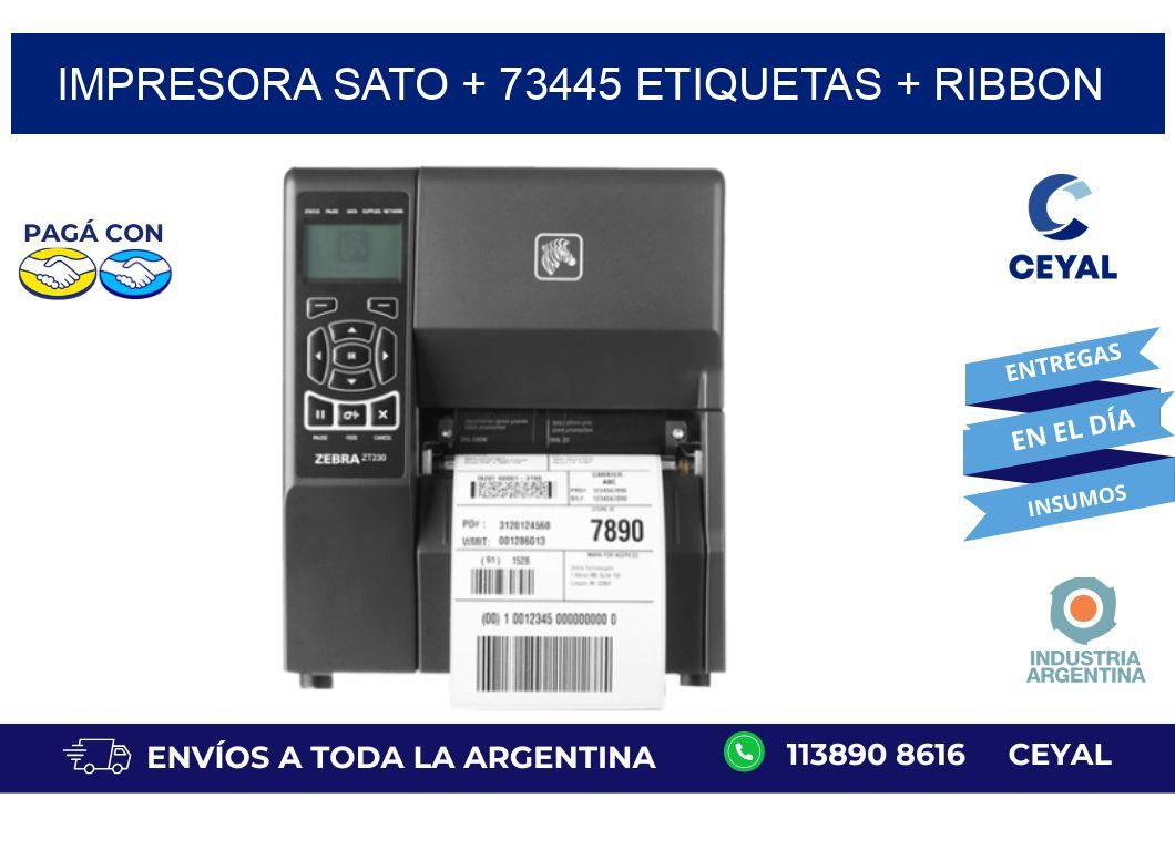 impresora SATO + 73445 etiquetas + ribbon