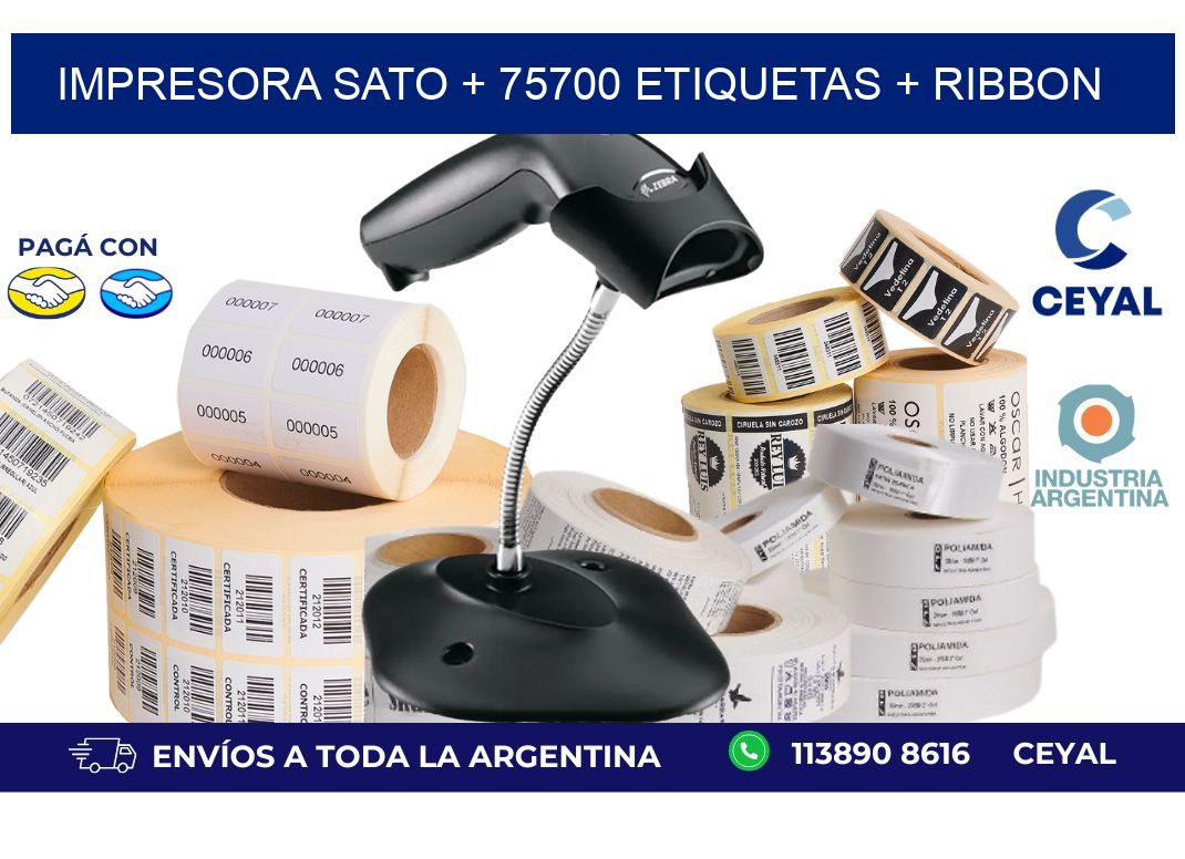 impresora SATO + 75700 etiquetas + ribbon