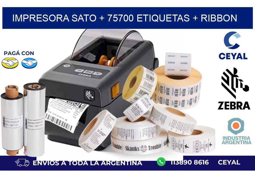 impresora SATO + 75700 etiquetas + ribbon