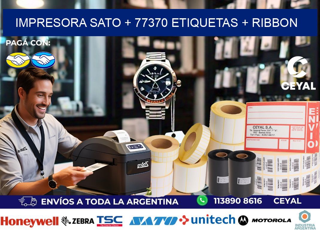impresora SATO + 77370 etiquetas + ribbon