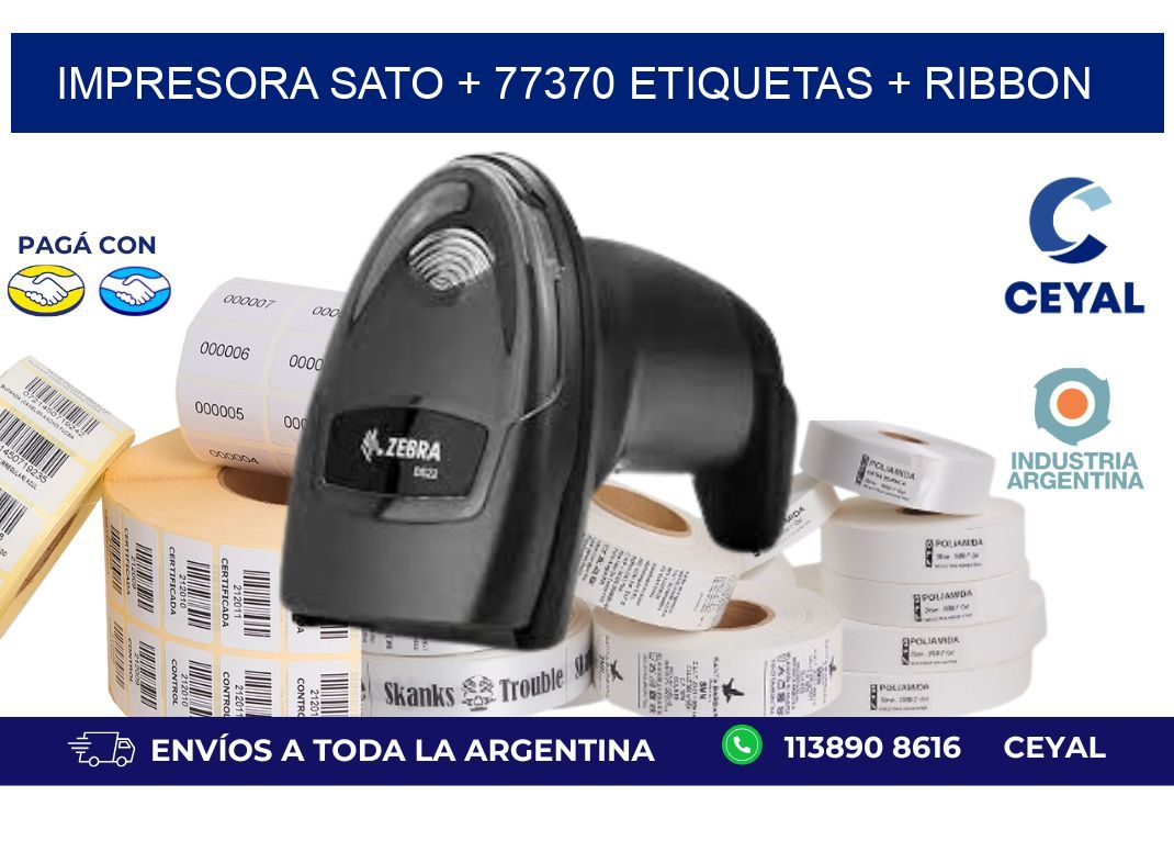 impresora SATO + 77370 etiquetas + ribbon