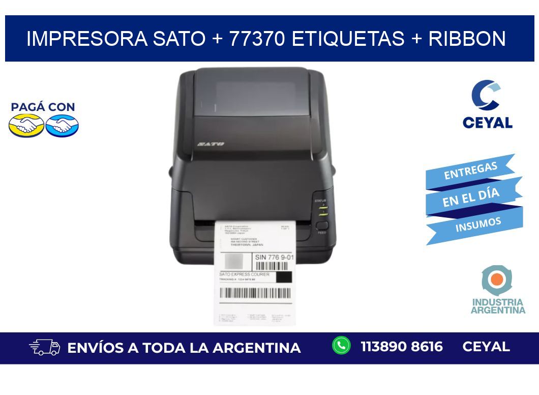 impresora SATO + 77370 etiquetas + ribbon
