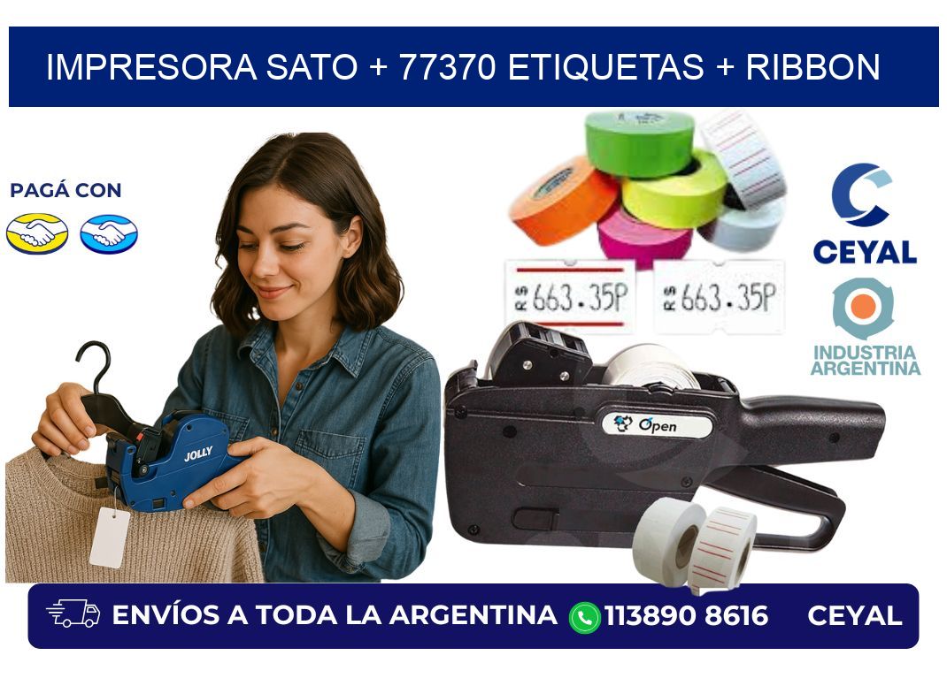 impresora SATO + 77370 etiquetas + ribbon