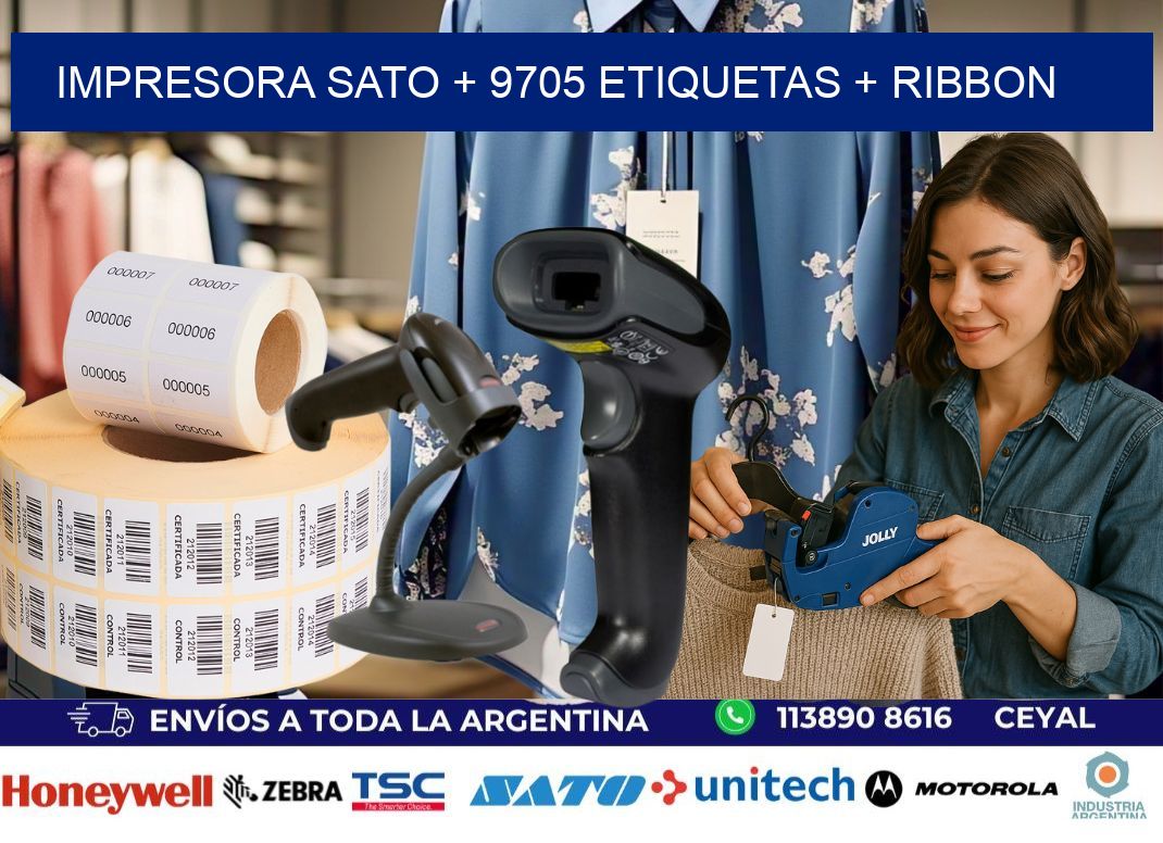 impresora SATO + 9705 etiquetas + ribbon