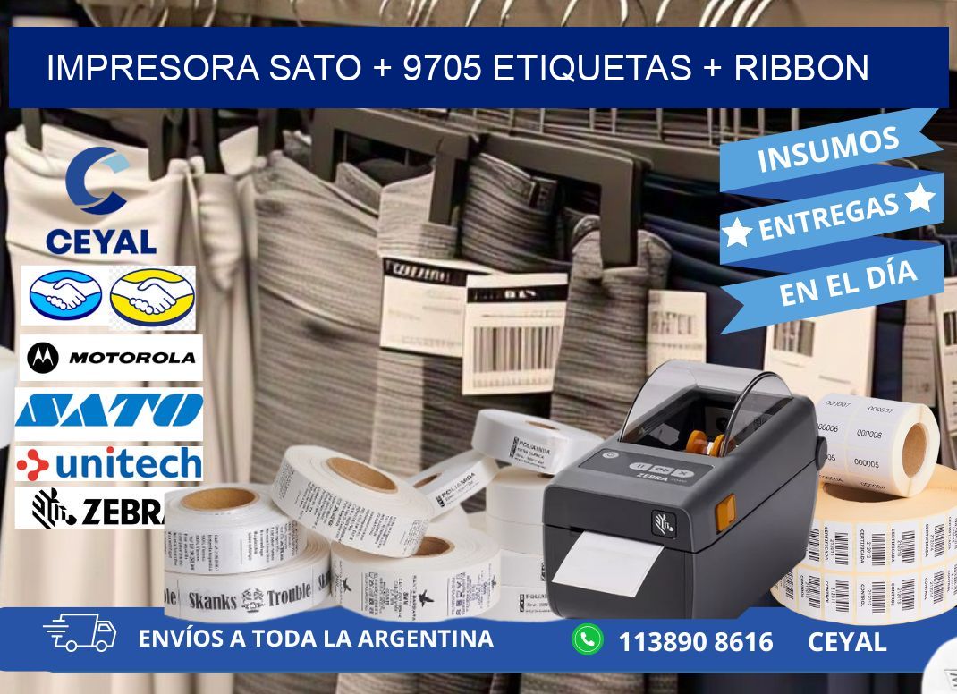 impresora SATO + 9705 etiquetas + ribbon