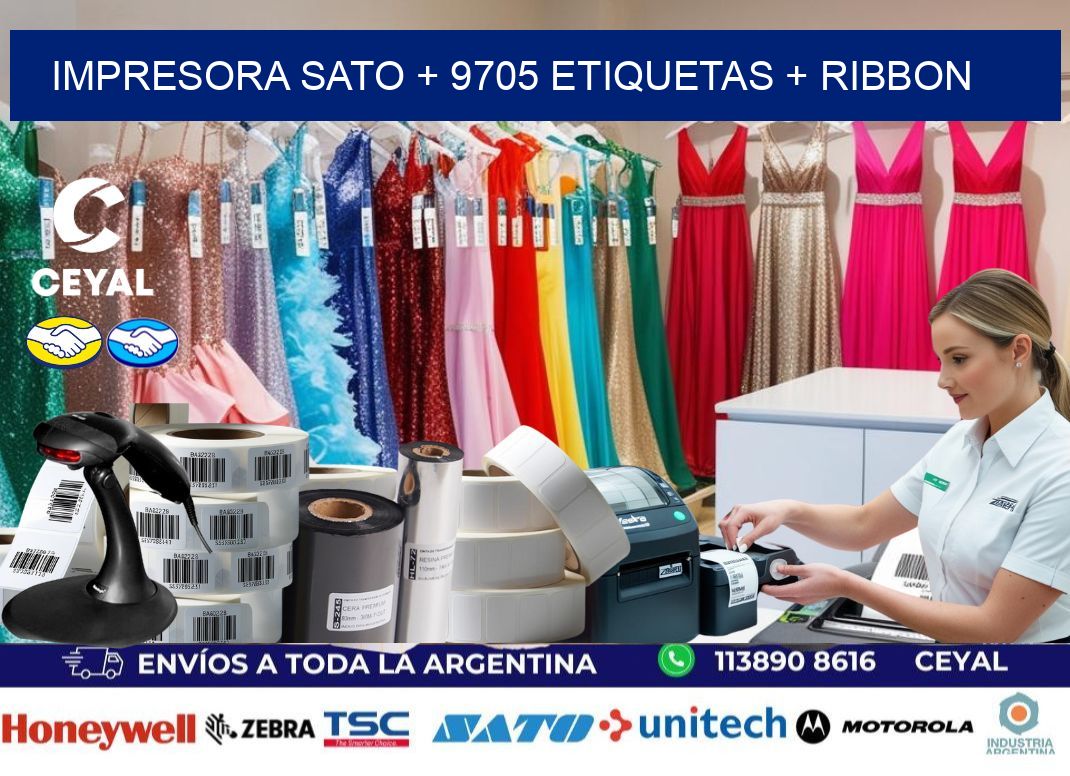 impresora SATO + 9705 etiquetas + ribbon