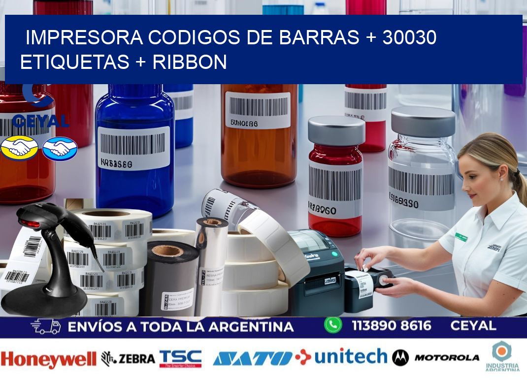 impresora codigos de barras + 30030 etiquetas + ribbon