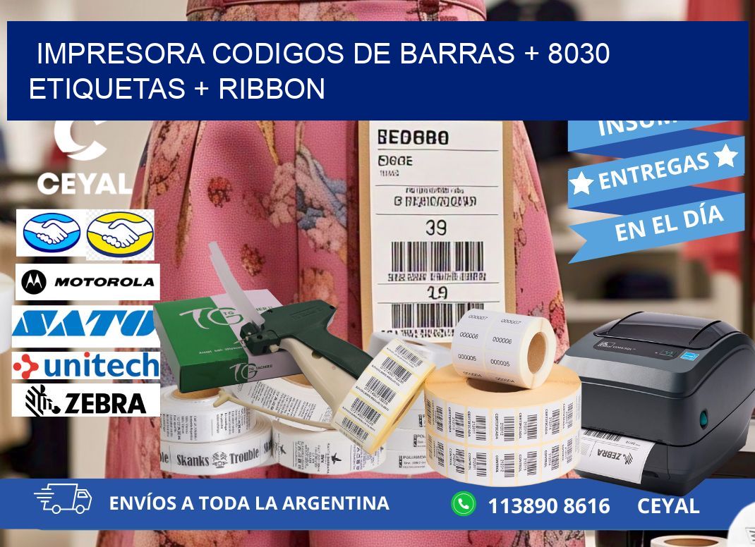 impresora codigos de barras + 8030 etiquetas + ribbon