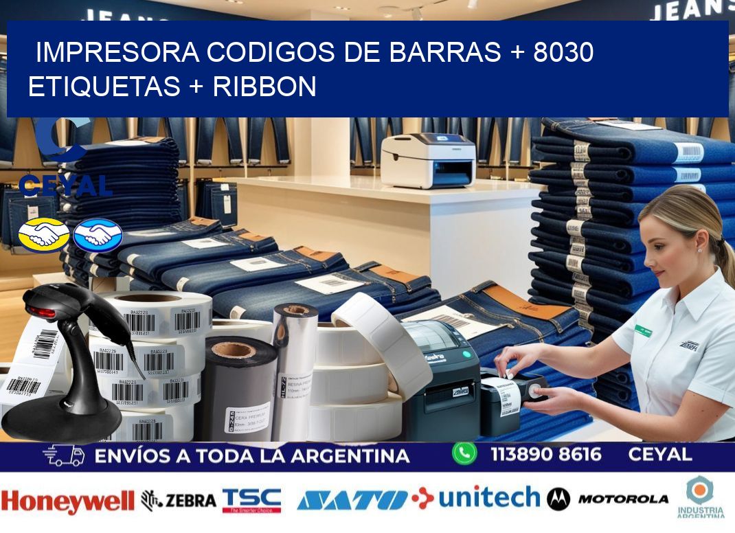 impresora codigos de barras + 8030 etiquetas + ribbon
