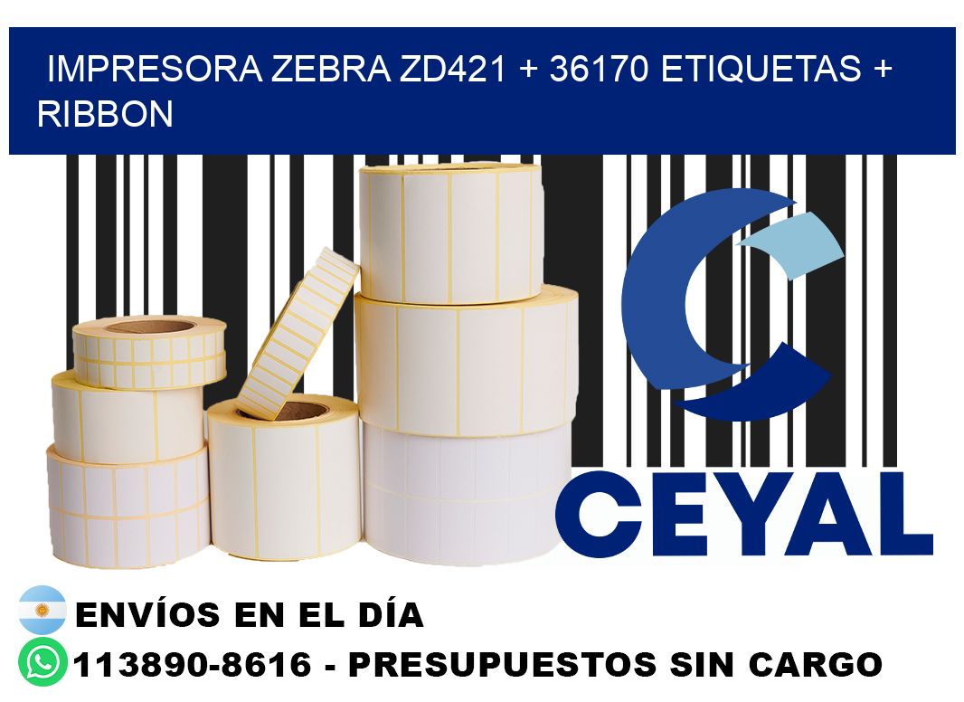 impresora zebra zd421 + 36170 etiquetas + ribbon