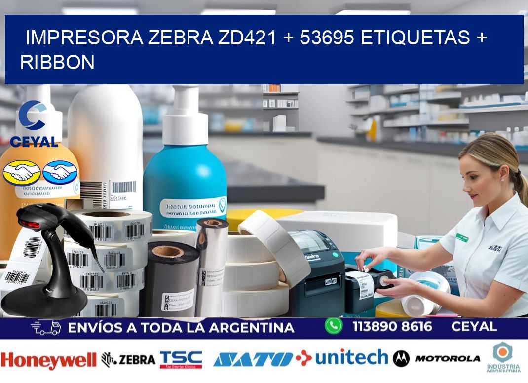 impresora zebra zd421 + 53695 etiquetas + ribbon