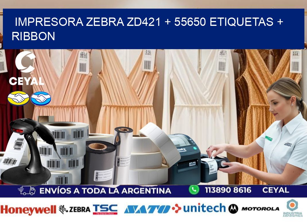 impresora zebra zd421 + 55650 etiquetas + ribbon