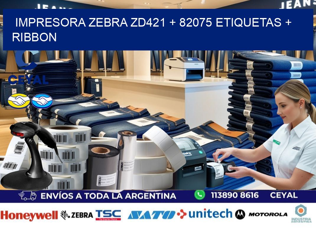 impresora zebra zd421 + 82075 etiquetas + ribbon
