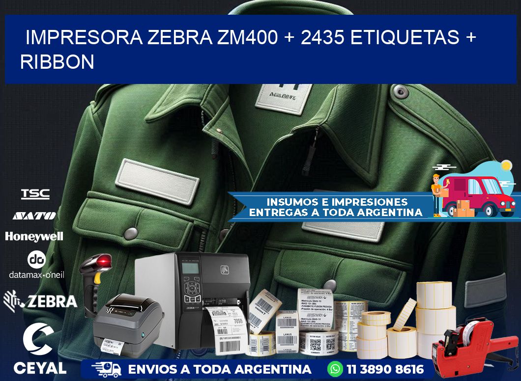 impresora zebra zm400 + 2435 etiquetas + ribbon