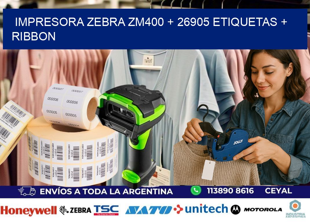 impresora zebra zm400 + 26905 etiquetas + ribbon
