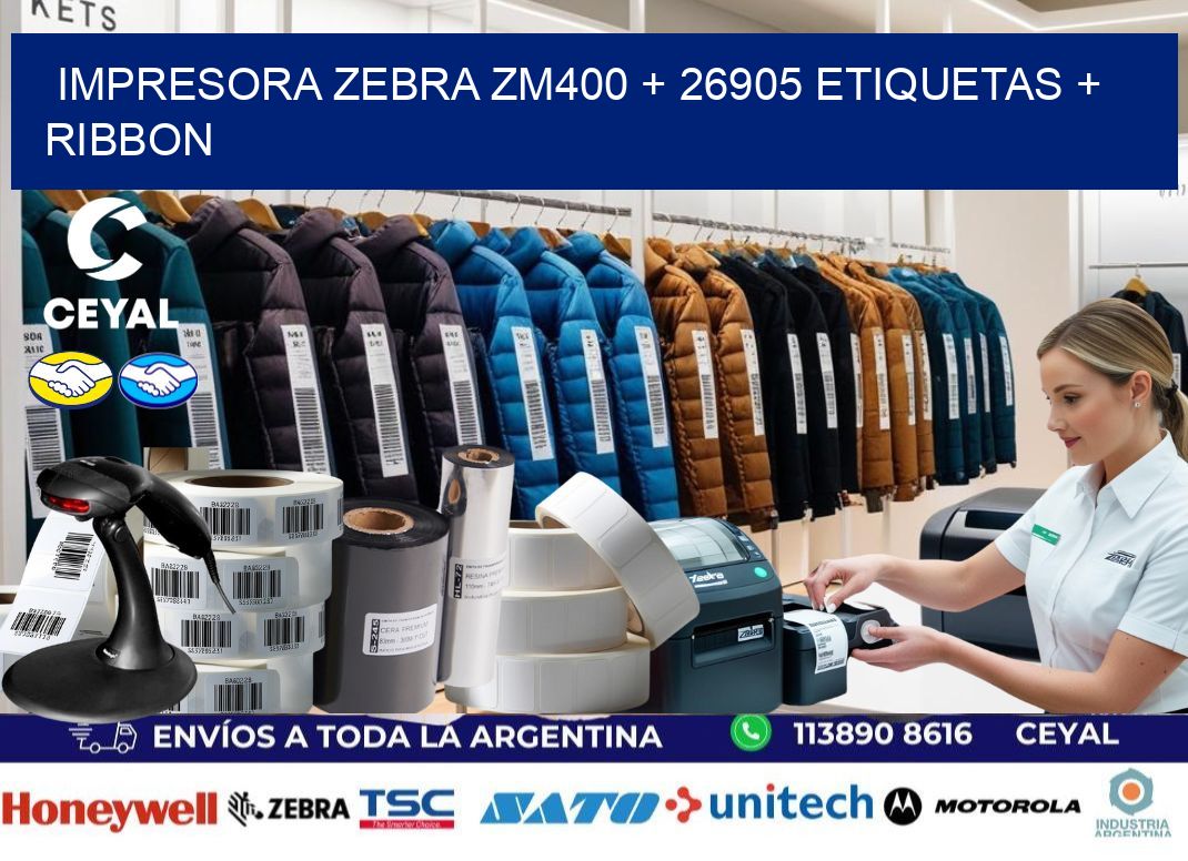 impresora zebra zm400 + 26905 etiquetas + ribbon