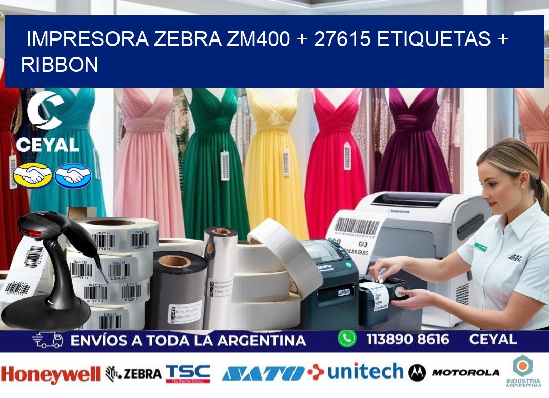 impresora zebra zm400 + 27615 etiquetas + ribbon