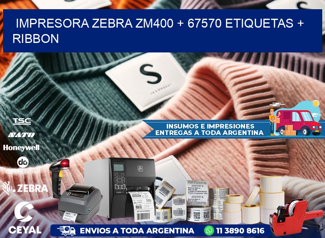 impresora zebra zm400 + 67570 etiquetas + ribbon
