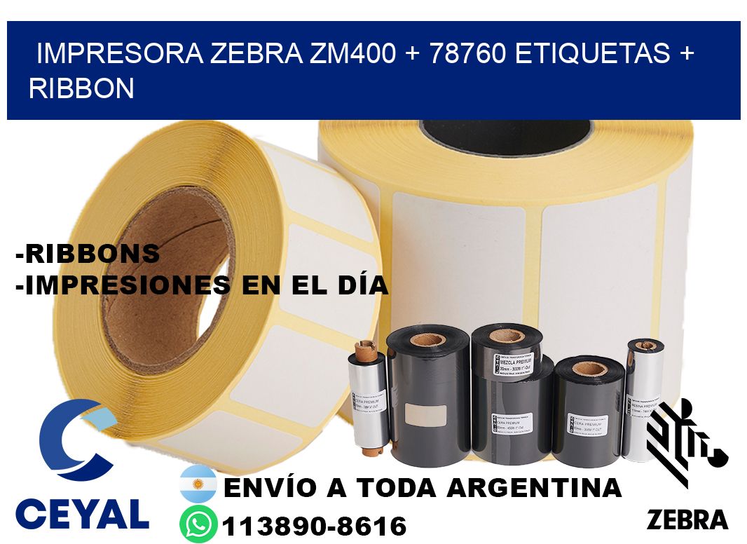 impresora zebra zm400 + 78760 etiquetas + ribbon