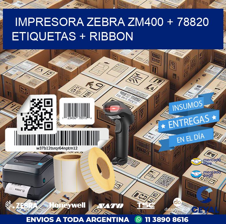 impresora zebra zm400 + 78820 etiquetas + ribbon