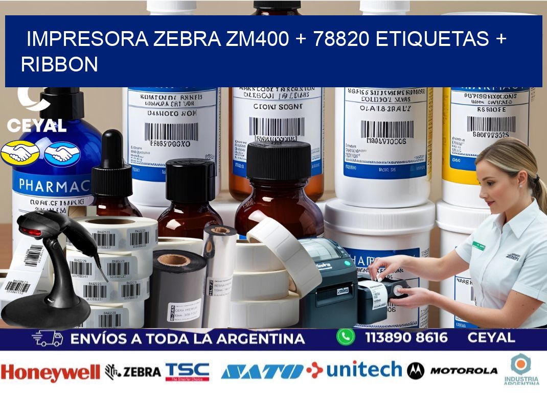 impresora zebra zm400 + 78820 etiquetas + ribbon