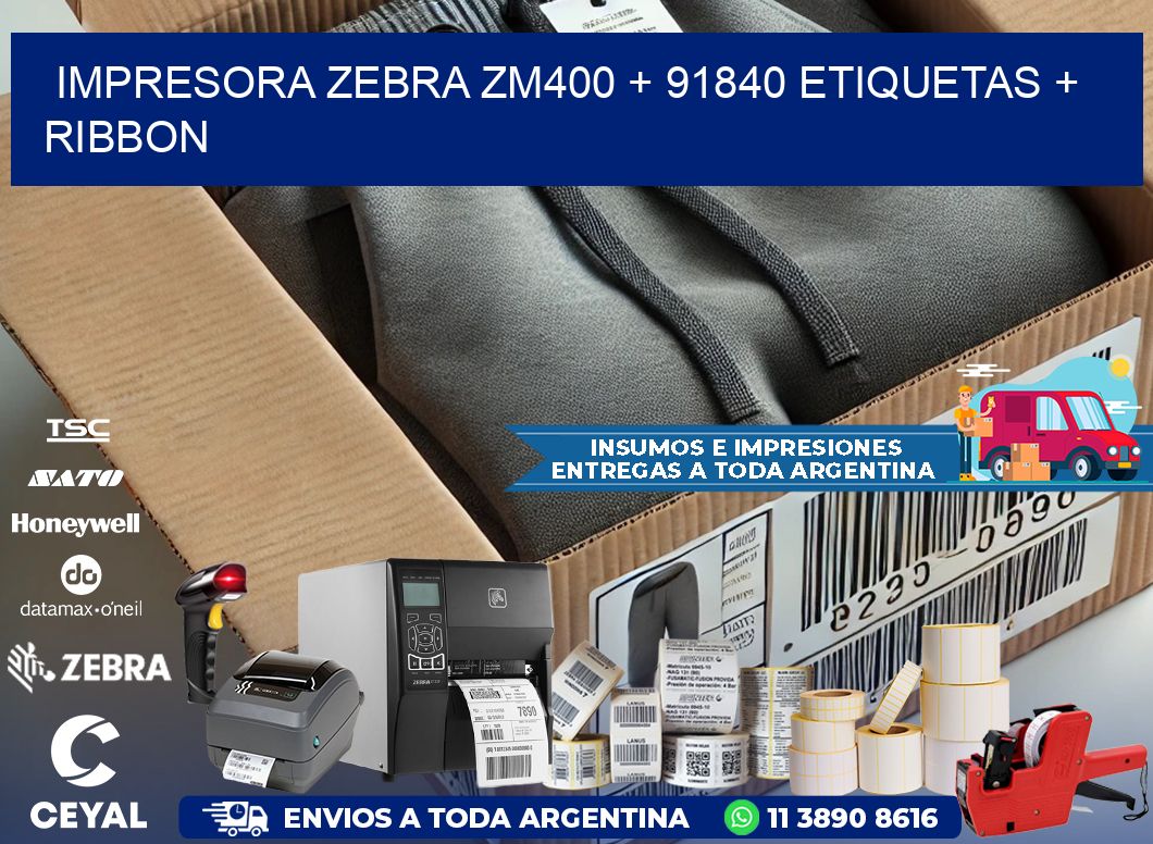impresora zebra zm400 + 91840 etiquetas + ribbon