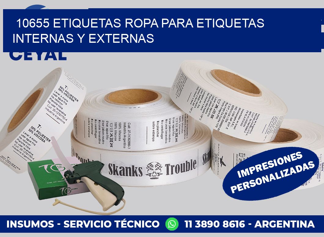 10655 Etiquetas ropa para etiquetas internas y externas