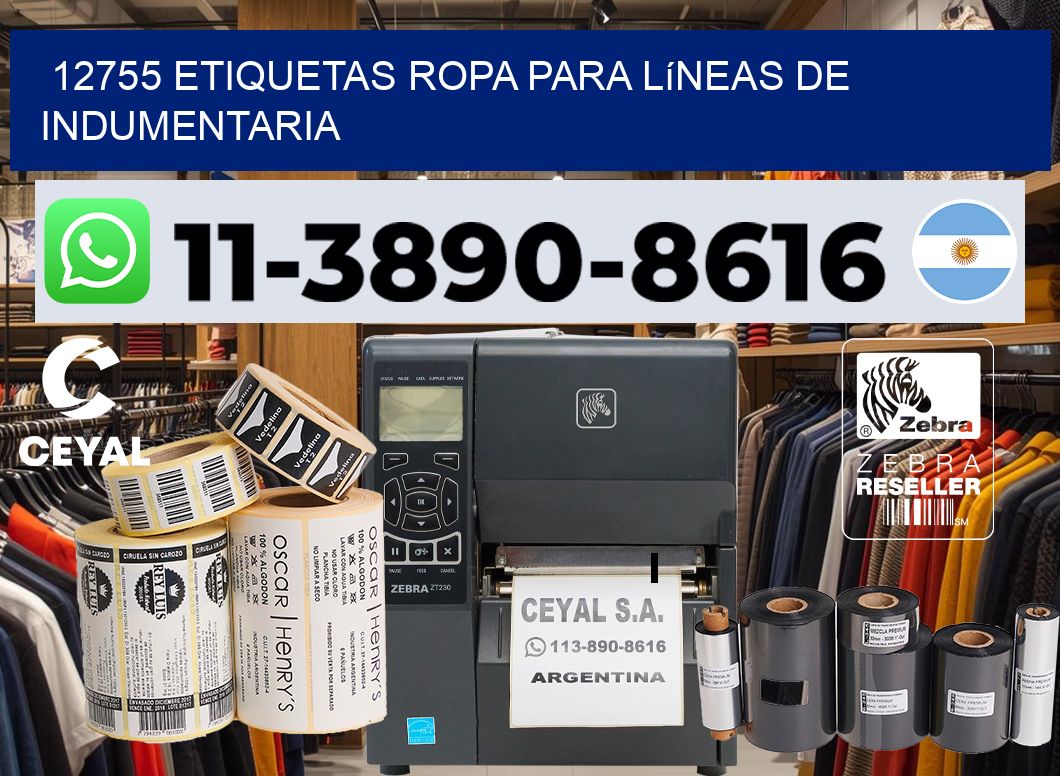 12755 Etiquetas ropa para líneas de indumentaria