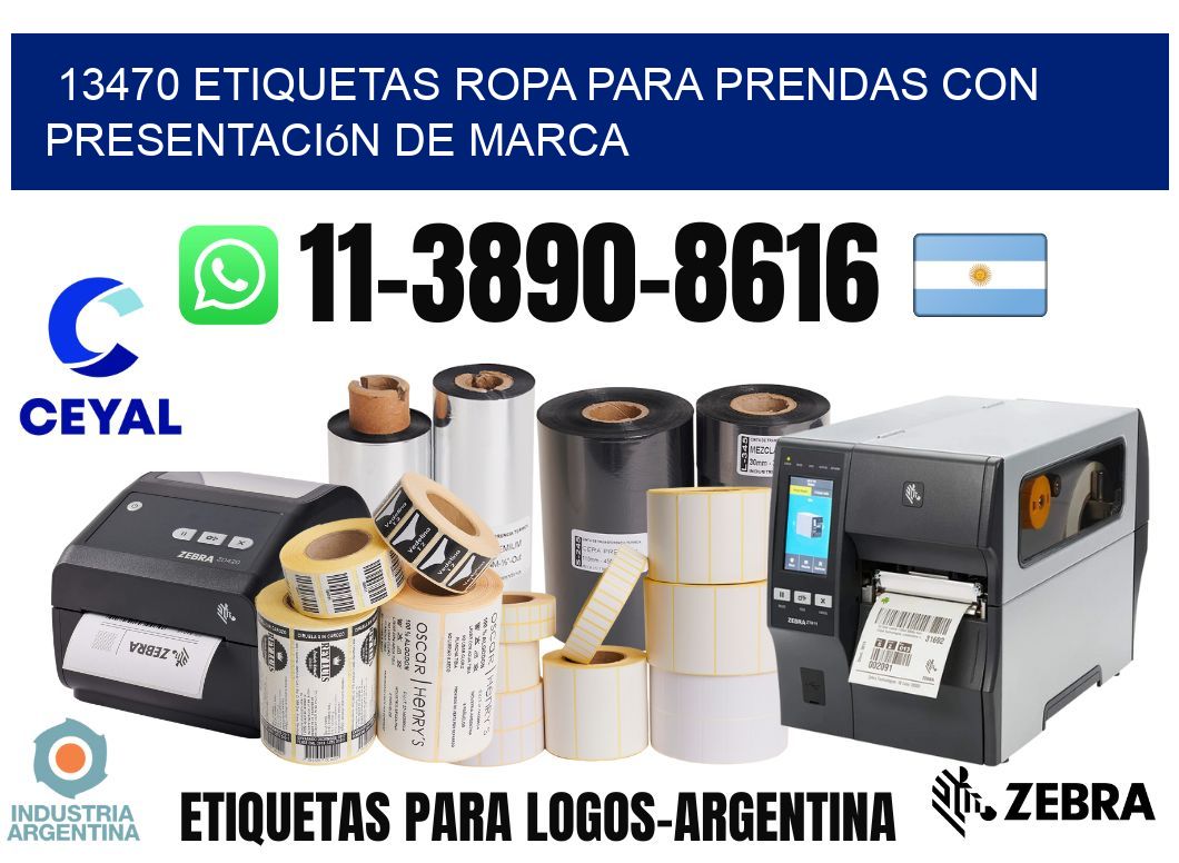 13470 Etiquetas ropa para prendas con presentación de marca