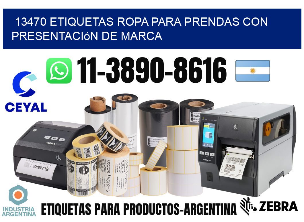 13470 Etiquetas ropa para prendas con presentación de marca