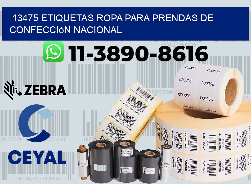 13475 Etiquetas ropa para prendas de confección nacional