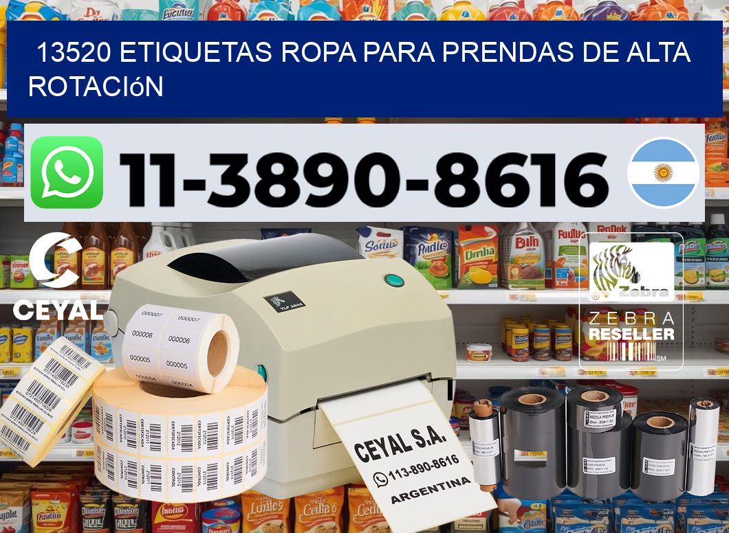 13520 Etiquetas ropa para prendas de alta rotación
