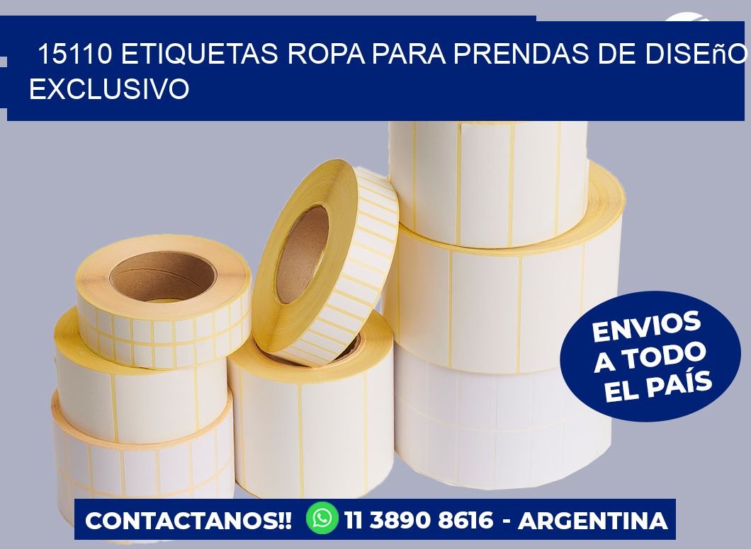 15110 Etiquetas ropa para prendas de diseño exclusivo