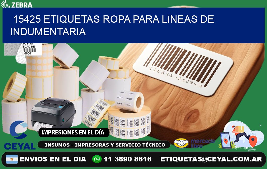 15425 Etiquetas ropa para líneas de indumentaria