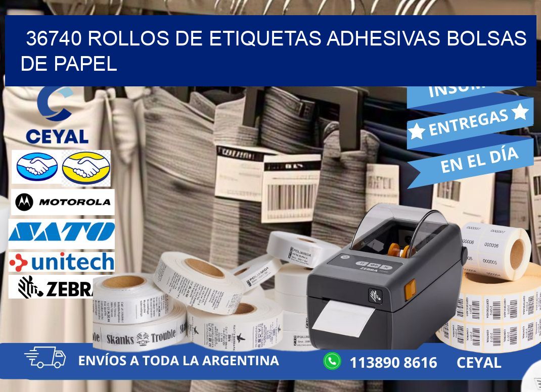 36740 rollos de etiquetas adhesivas bolsas de papel