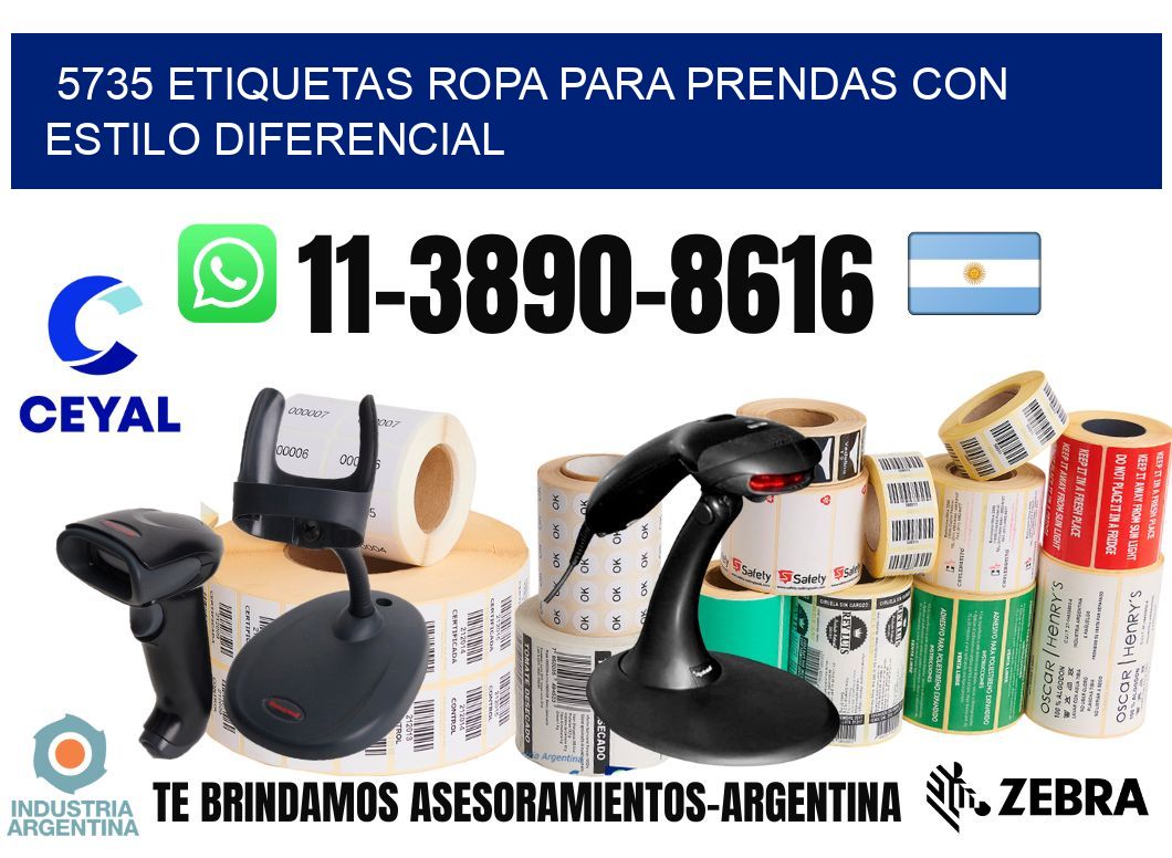 5735 Etiquetas ropa para prendas con estilo diferencial