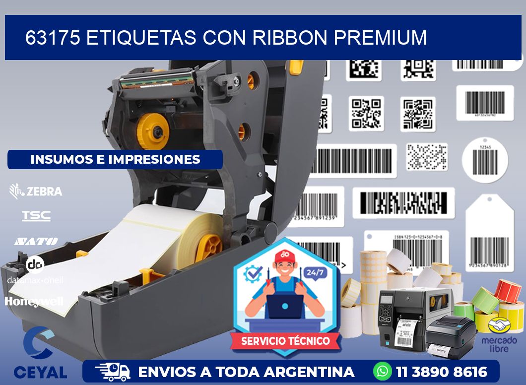 63175 etiquetas con ribbon premium