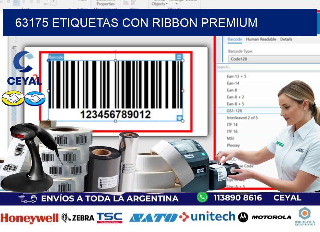63175 etiquetas con ribbon premium