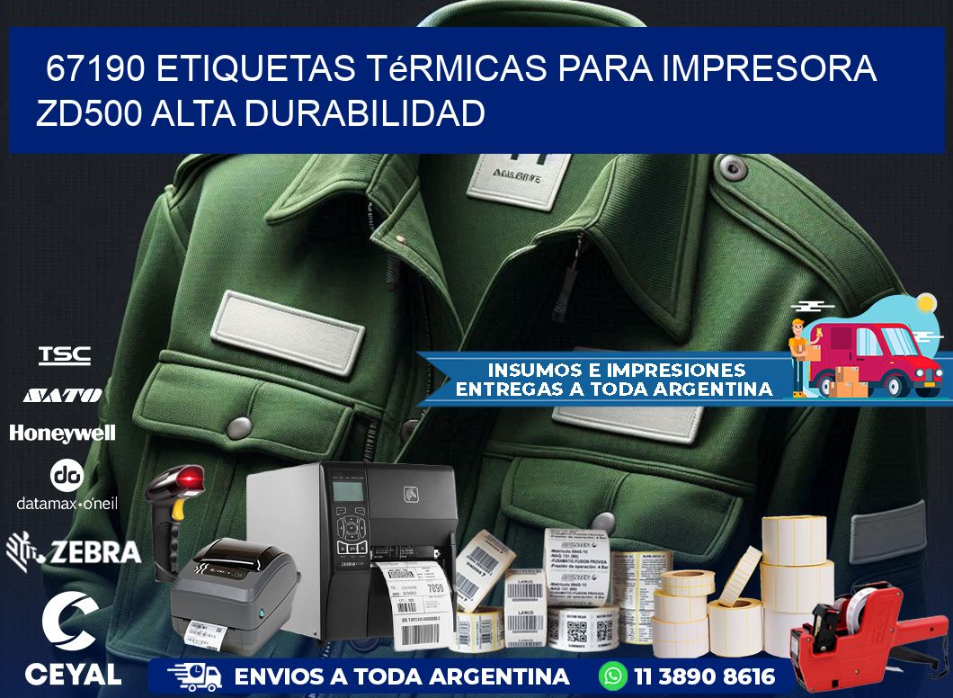 67190 etiquetas térmicas para impresora zd500 alta durabilidad
