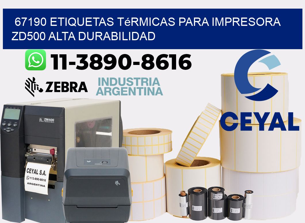 67190 etiquetas térmicas para impresora zd500 alta durabilidad