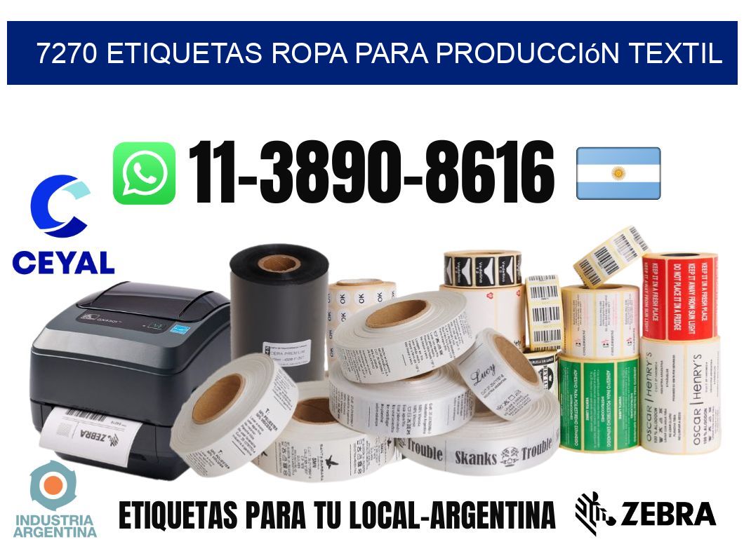 7270 Etiquetas ropa para producción textil