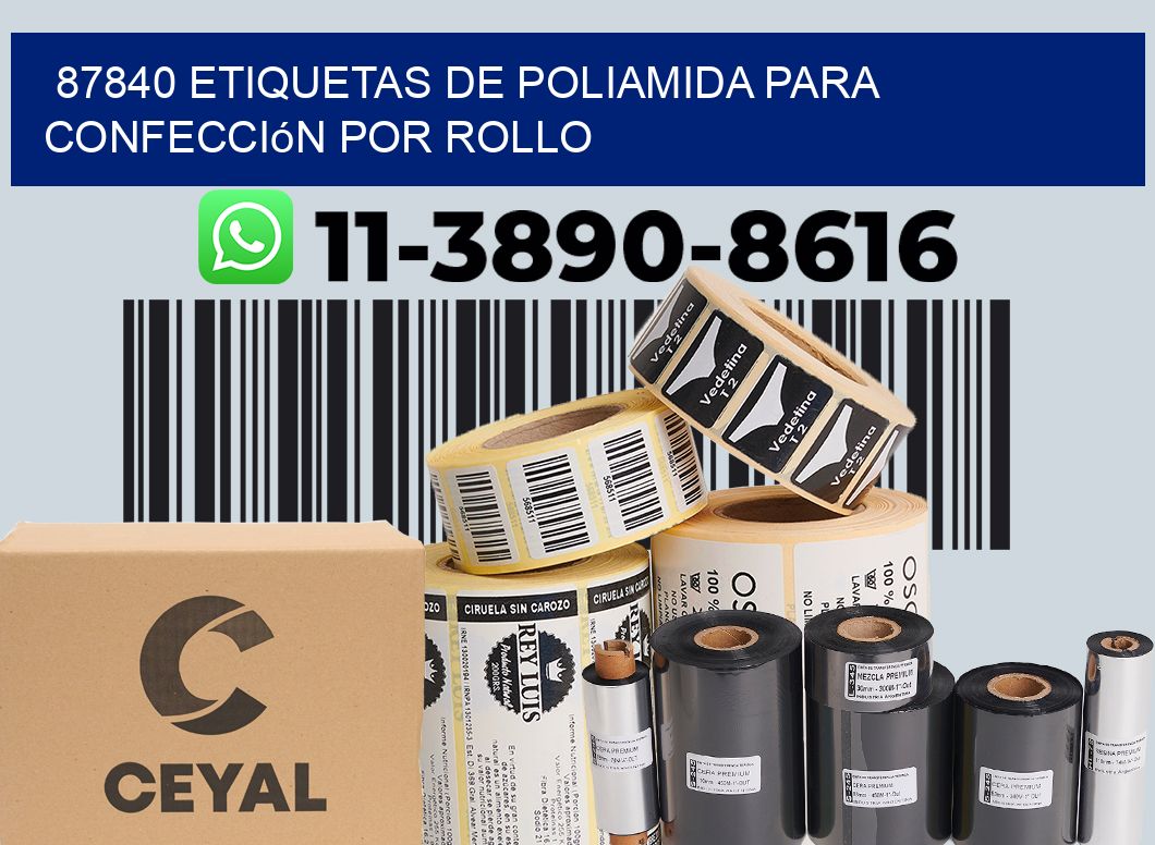 87840 etiquetas de poliamida para confección por rollo