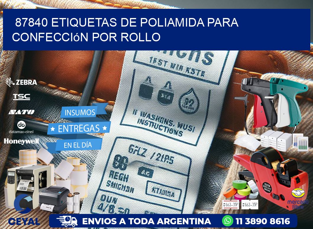87840 etiquetas de poliamida para confección por rollo