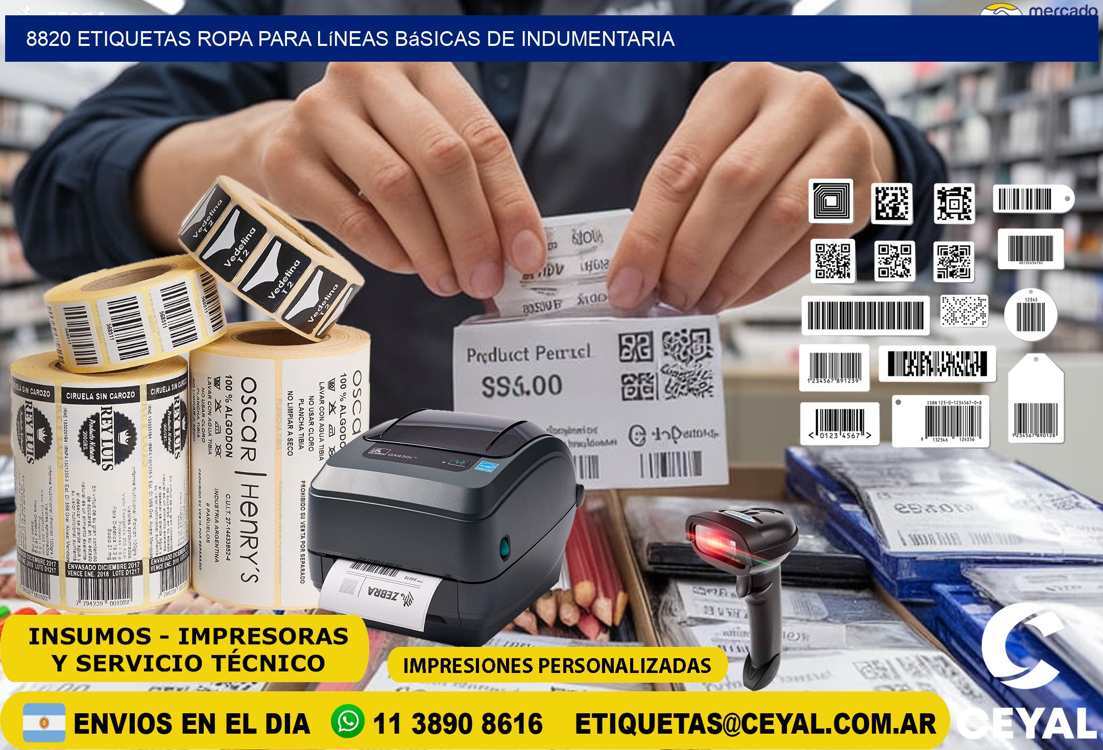 8820 Etiquetas ropa para líneas básicas de indumentaria