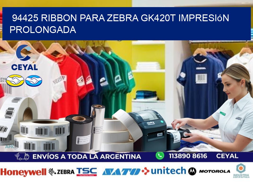94425 ribbon para zebra gk420t impresión prolongada