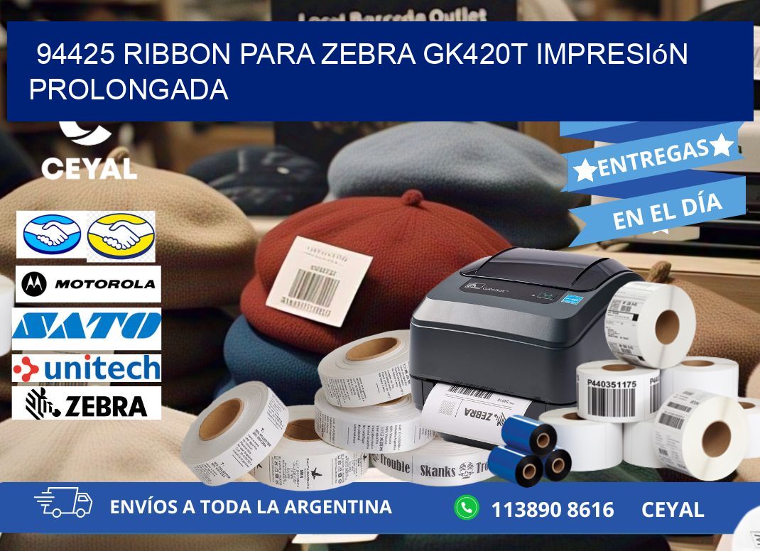94425 ribbon para zebra gk420t impresión prolongada