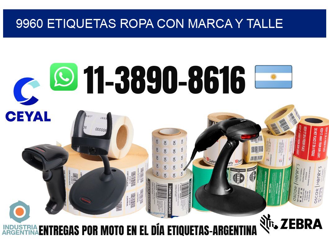 9960 Etiquetas ropa con marca y talle