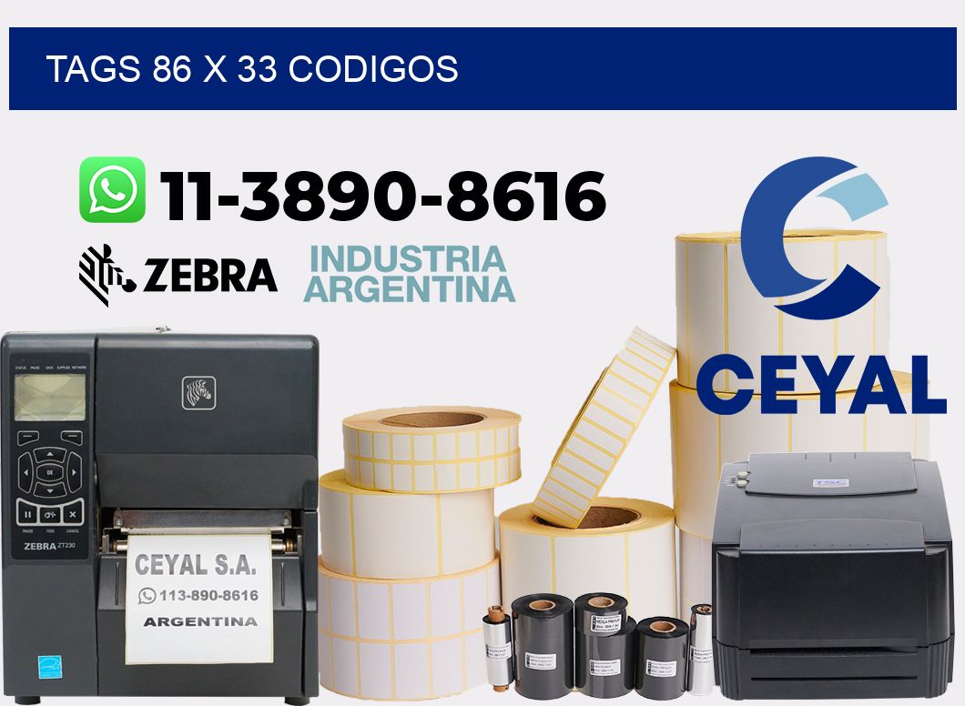 tags 86 x 33 codigos